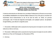 SindijorPR convoca assembleia para discutir acordos de PPR e Banco de Horas da Gazeta do Povo